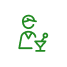 A green icon of a bartender holding a drink.