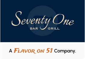 The logo for seventy one bar grill.