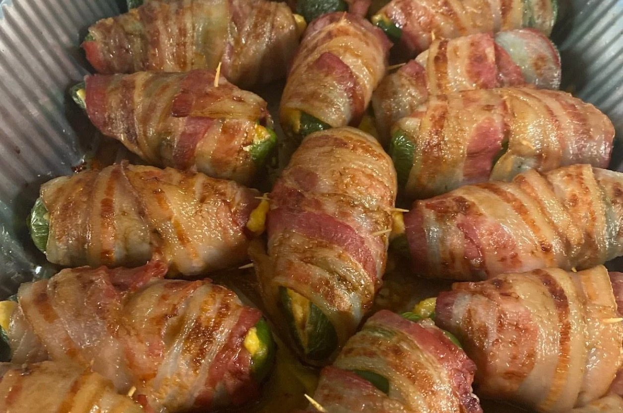 Bacon wrapped zucchini wrapped in bacon.